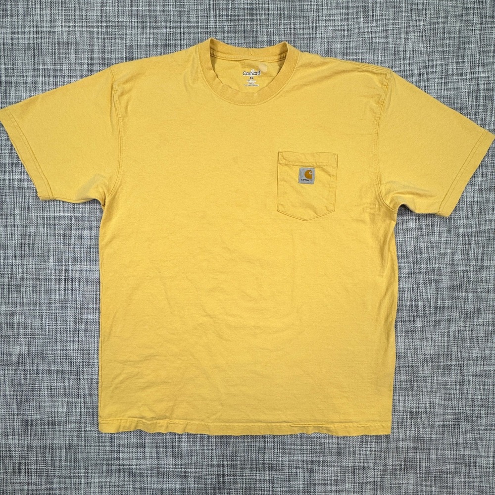 Carhartt K87 Pocket T Shirt Mens XL Yellow Cotton Short Sleeve Crewneck Workwear